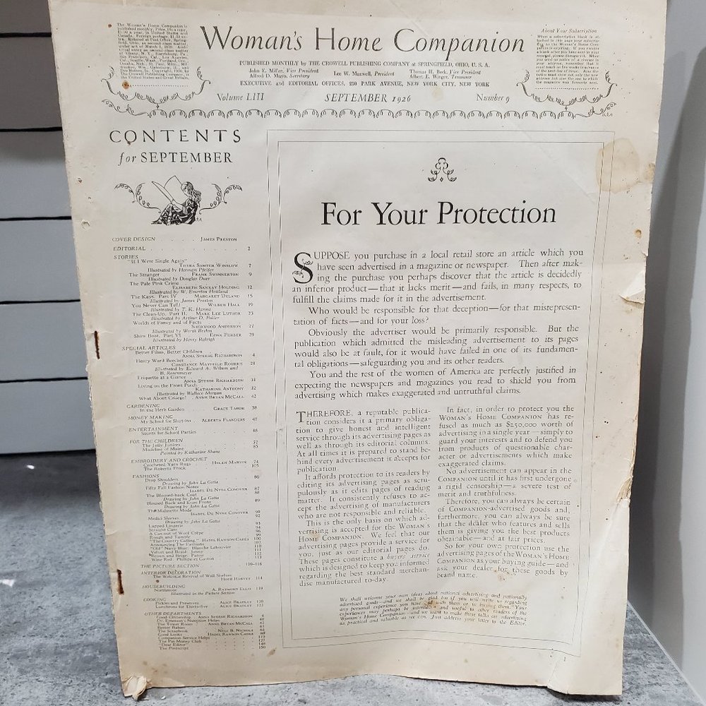Womens Home Companion magazine Sept 1926